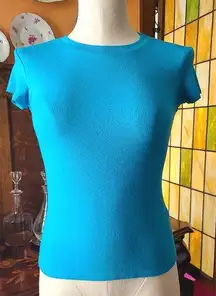 Turquoise Stretch T-shirt w/ Cap Sleeves