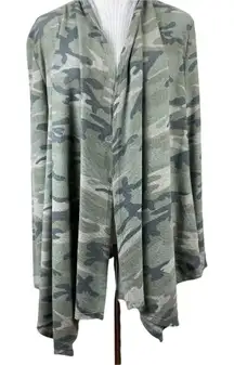 12PM by Mon Ami‎ Cardigan Sweater Womens Small Green Army Camo Open Lightweight