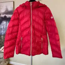 Michael Kors red down filled packable jacket size S