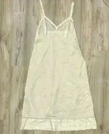 Vintage White Satin Sheer Long Midi Length Slip Lingerie Sleep Chemise Size S