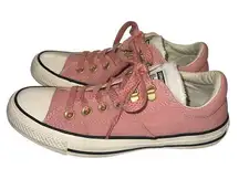 Converse All Star Pink Canvas Chuck Taylor Shoes Fur Tongue Padded Heel Size 7