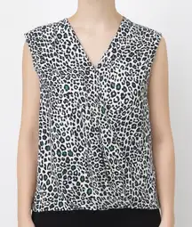 Chelsea 28 Leopard Print Blouse Womens‎ Large White Black Teal Sleeveless Top