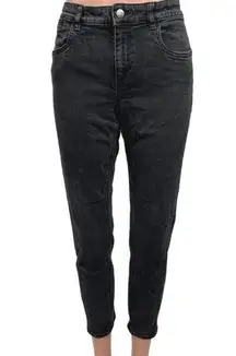 Zara Black Mid Rise Denim Cotton Stretch Casual Cropped Skinny Jeans Size 12