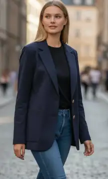 NWT Zara Navy Tailored Suit Blazers Gold Embellished Buttons  2243/683/400  Smal