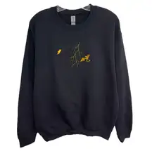 Dragon Sweatshirt Medium Embroidered Lightning Black Crew Fourth Wing Basgiath