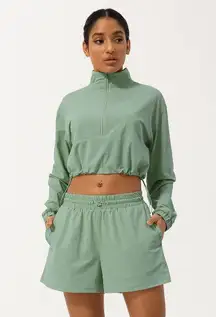 Half zip green work out sets