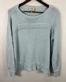Elie‎ Tahari Sweater Womens L Blue Knit Pullover Minimalist Quiet Luxury Preppy