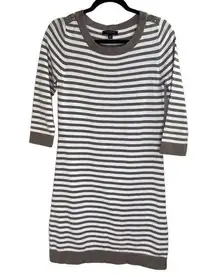 Banana Republic Womens Gray White Striped Sweater Dress Size M