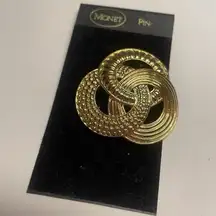 Signed Monet Brooch Pin - Gold Tone NWT