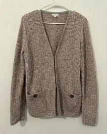 J.Jill Tweed Cardigan Sweater Tweed Textured Blazer Cozy Grandma Sz Small Tall