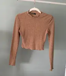 brown ruffle turtle neck