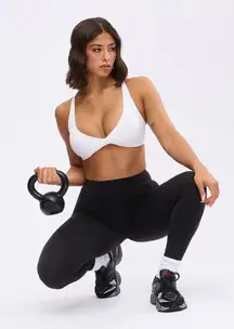 NWT BUFFBUNNY- Glow Sports Bra White Athletic Gym Training Running CrossFit Yoga