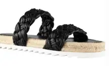 Marc Fisher Jaime Espadrille Black Leather Sandals size 7 (b9)