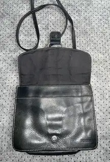 FOSSIL Crossbody Bag Purse Black Leather‎ Organizer