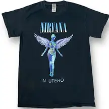 Retro 90s Nirvana In Utero Graphic T-shirt Tee Small Gildan Heavyweight Grunge