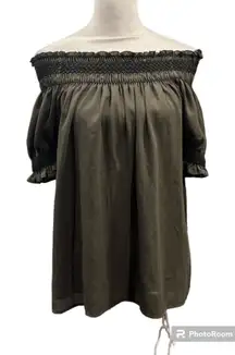 Express Smocked Off Shoulder Brown‎ Blouse Size Medium NWT
