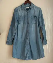 Merona denim long sleeve shirt dress women’s size medium