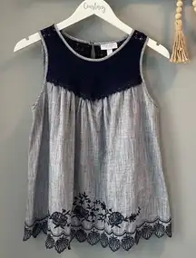 Liz Lange navy embroidered Maternity top Size Small