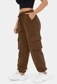 Halara Mid Rise Drawstring Side Pocket Corduroy Casual Cargo Joggers Brown S