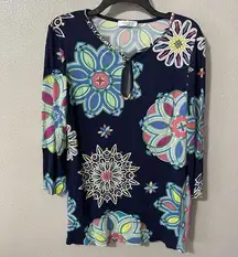 EMILIO PUCCI Firenze Signature Printed Art To Wear Tunic Top Italy Women's Sz 10