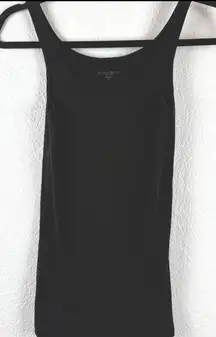 EILEEN FISHER PETITE Black Organic Cotton Knit Ribbed Tank Top Cami Size PS