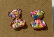 Confetti Sprinkle Fashion Statement Novelty‎ Gummy Bear Stud Earring Clear Pink