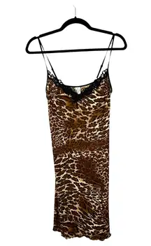 Rampage Vintage Y2K 90s Animal Print Sequin Lace Mini Slip Dress Size Medium