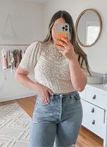 ZARA  cream Mila crochet sweater top