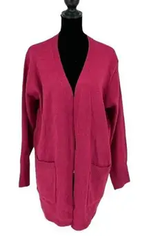Listicle Womens Knit Open Front Long Sleeve Tunic‎ Cardigan Magenta Medium NWT