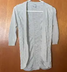 Vanity Size Small Light Gray Shimmer Sparkle 3/4 Sleeve Lightweight Sweater