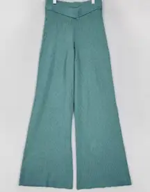 Abercrombie Fitch Pants Womens S Green Ribbed Flare Wide Leg V Waist Knitting