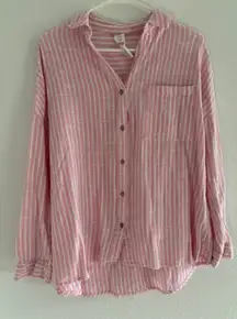 Cotton‎ On Shirt Womens XL Pink Stripe Oversized Beachy Coastal