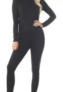 2 PC SET: ZENANA T-Shirt Microfiber Loungewear Black Mock Neck Tee & Match Pants