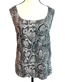 Zara scoop neck sleeveless dressy tank top in snakeskin print, size L.