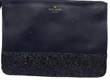 Kate Spade New York Black Glitter Pouch Make up Cosmetic Bag