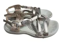 Skechers Reggae Slim Vacay Memory Foam Strappy Sandals Metallic Rose Gold Size 7