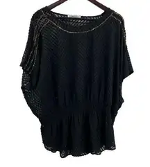 LAMade Top Black Sheer Sequin Detail Size Large (estimated) Oversized