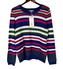 Tyler Boe Sweater Womens Size Medium Ottoman Striped In Multicolor Knit NEW