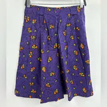 Women’s Vintage 80s Retro Y2K High Waist Floral Pattern Purple Short Size 4(27)