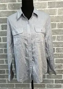 Evan Picone Blue Button Down Shirt Women’s Size‎ 6