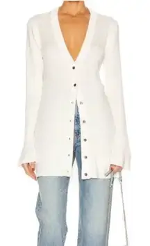 L'AGENCE Lucas White Ribbed Longline
Button Front Cardigan