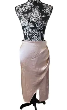 Rachel Zoe Satin Midi Skirt Side Slit Asymmetrical Formal Career Office Wedding