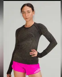 Lululemon Swiftly Tech Long Sleeve 2.0 Grid Warp Black / Neon Multi Size 4 Rare