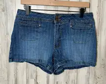 Vintage Y2K No Boundaries Denim Pin Stripe Mini‎ Micro Shorts Womens Size 11/M