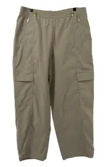 Athleta Cascade High Rise Cargo Poplin Pant Oak Beige Women XL Pockets Y2K‎