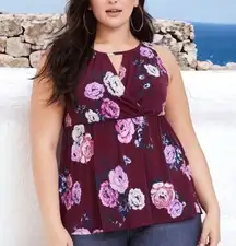 Torrid NWT  Studio Knit Surplice Burgundy Floral Tank Top 3X