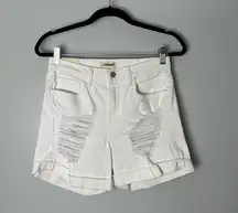 NWT women's white Balboa distressed denim roll cuff shorts sz 24