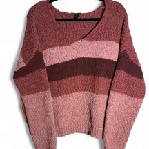 Rue 21 size large pink and burgundy oversized striped sweater