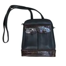 Brighton One World Black Brown Croc
Crossbody Bag Purse Vintage