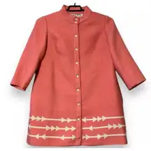 ANTHROPOLOGIE LAUREN MOFFATT Eastwood Dress‎ Salmon Wool Pea Coat Snaps Small